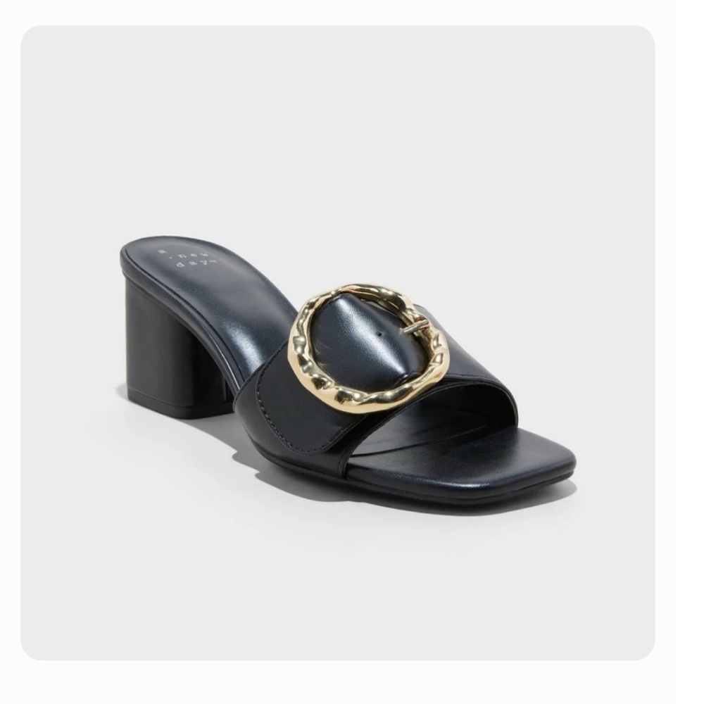 Women's Diana Buckle Mule Heels a New Day Black Size 11